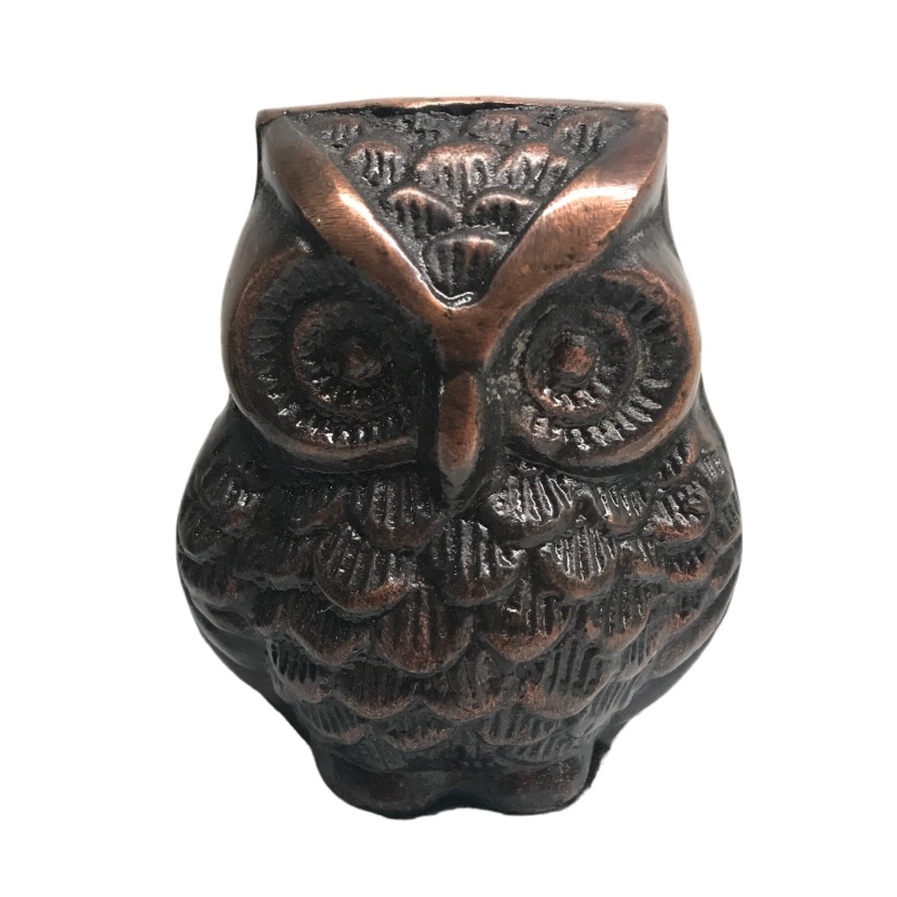 Vintage Bronze Metal Coloured Owl Heavy Figurine Paper Weight